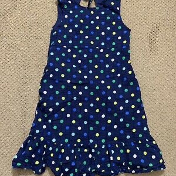 Gymboree Girls Blue Polka Dot Summer Dress Tank with ruffle at bottom-size 10 - Picture 1 of 6